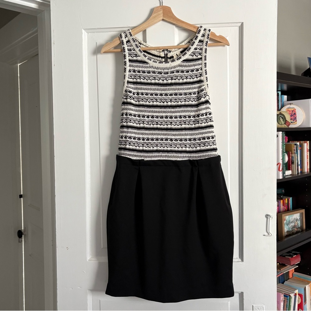 RACHEL Rachel Roy Black and White Sleeveless Mini Dress